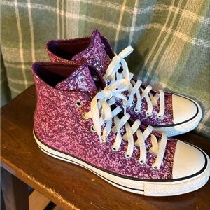 Converse all star high glitter orchid abyss sneaker nwt 9